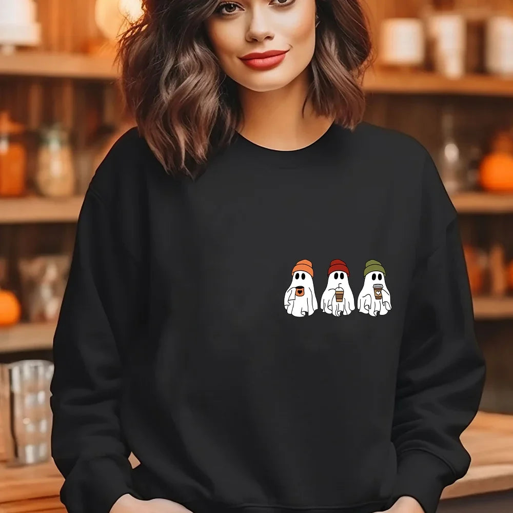 Women's Little Ghost Iced Coffee Halloween Sweatshirt