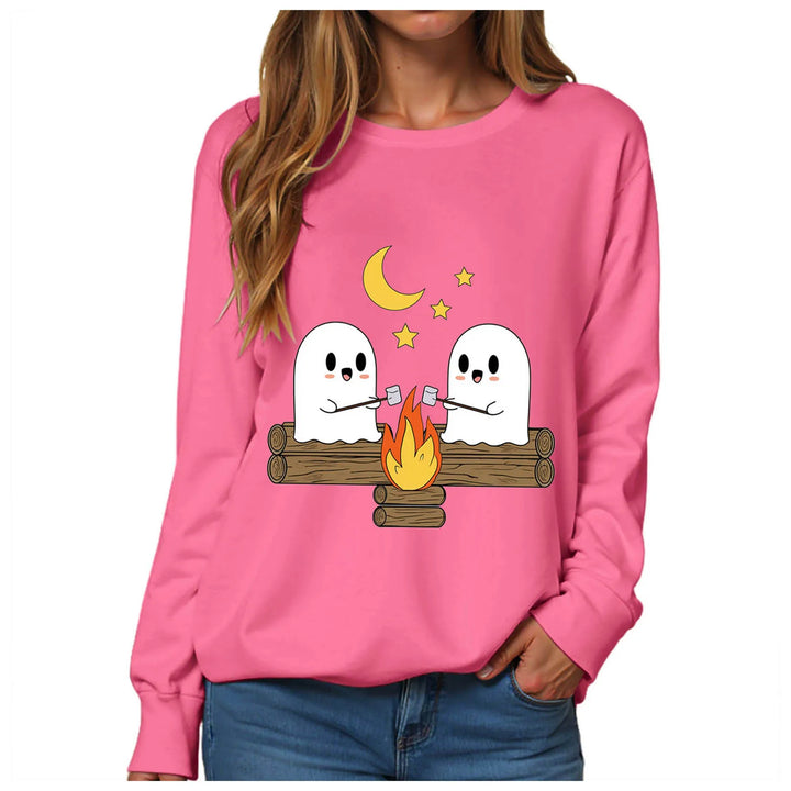 Women's Halloween Print Funnel Neck Sweatshirt