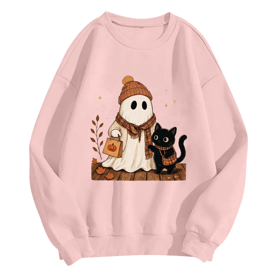 Women's Halloween Colorblock Sleeve Crewneck Sweatshirt