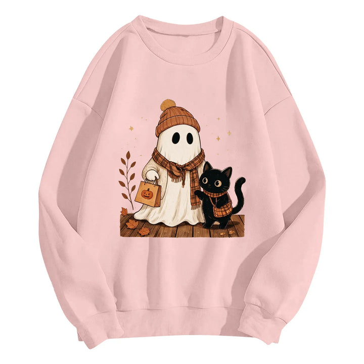 Women's Halloween Colorblock Sleeve Crewneck Sweatshirt