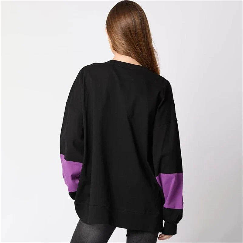 Spooky Sequined Letter Candy Halloween Pullover Hoodie | Cute Patchwork Fall Sweatshirt