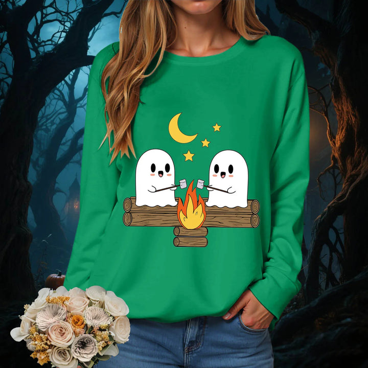Women's Halloween Print Funnel Neck Sweatshirt