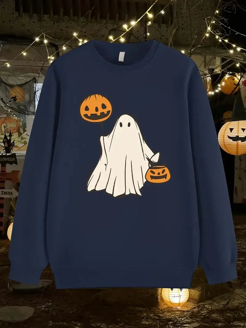 Men's Ghost Halloween Print Streetwear Sweatshirt