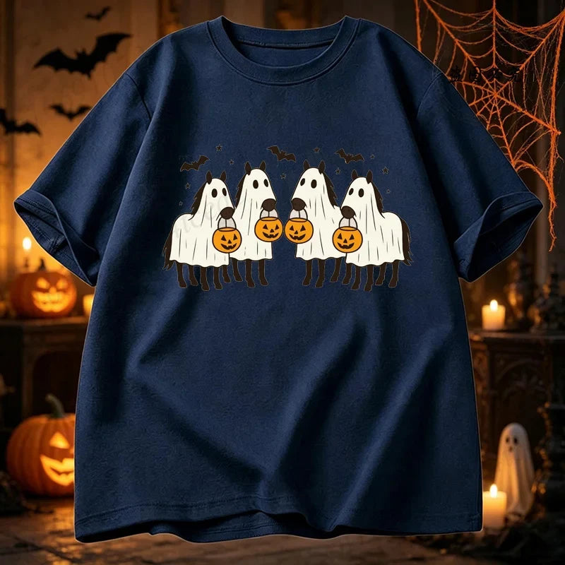 Women's Halloween Horse Graphic Funny T-Shirt