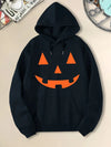 Retro Jack-o'-Lantern Halloween Fleece Hoodie | Unisex Cute Pumpkin Graphic Pullover Sweatshirt
