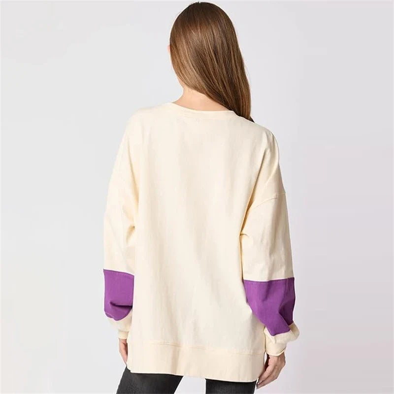 Spooky Sequined Letter Candy Halloween Pullover Hoodie | Cute Patchwork Fall Sweatshirt