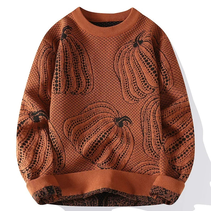 Pumpkin Knit Crew Neck Sweater – Relaxed Fit