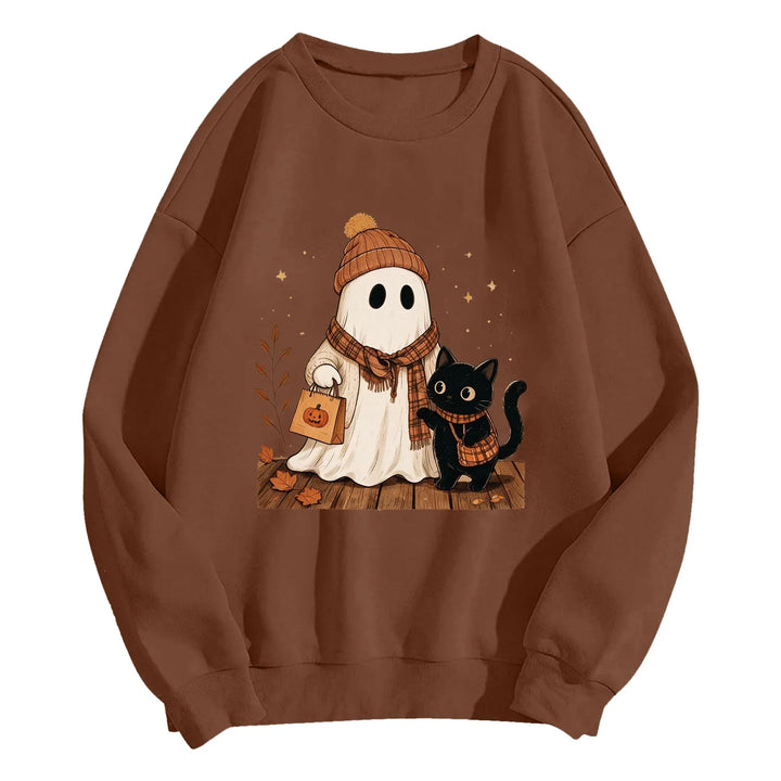 Women's Halloween Colorblock Sleeve Crewneck Sweatshirt