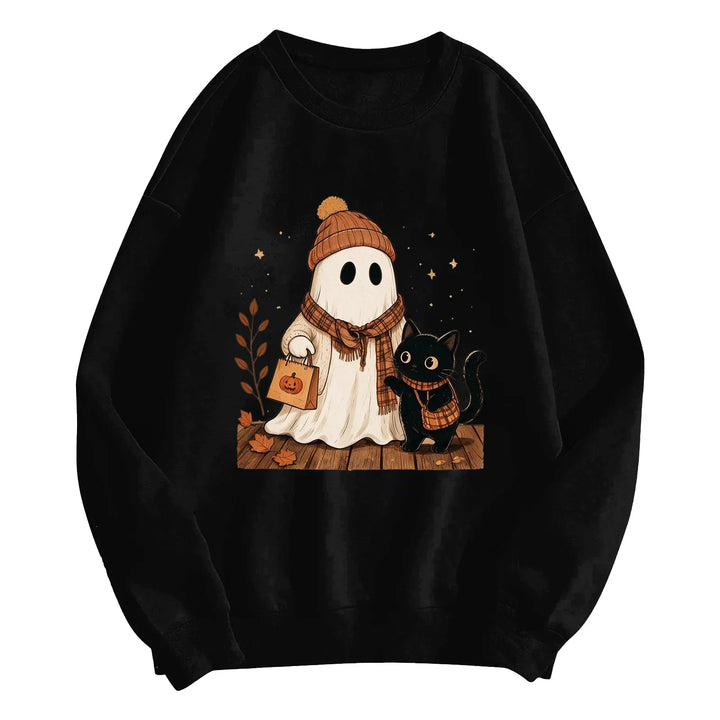 Women's Halloween Colorblock Sleeve Crewneck Sweatshirt