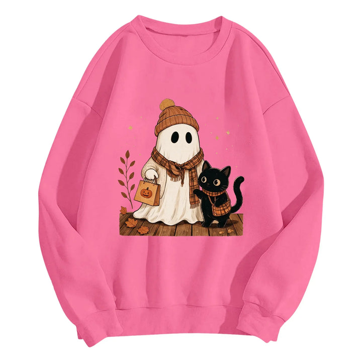 Women's Halloween Colorblock Sleeve Crewneck Sweatshirt
