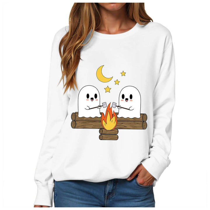 Women's Halloween Print Funnel Neck Sweatshirt