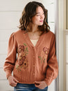 Women's Cotton Pumpkin Patch Cardigan - Halloween Cable Knit Sweater