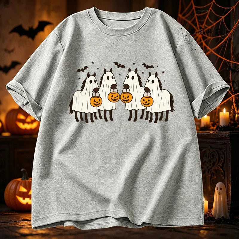 Women's Halloween Horse Graphic Funny T-Shirt