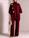 Sandra | Women's Turtleneck Sweater Matching Set | Wide-Leg Pants