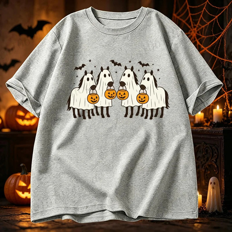 Women's Halloween Horse Graphic Funny T-Shirt