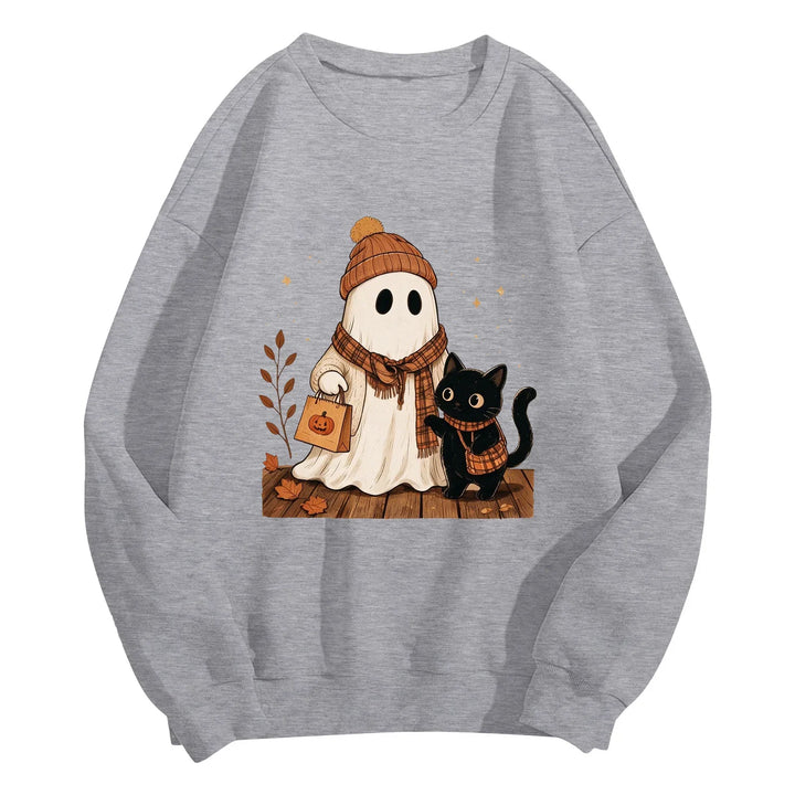 Women's Halloween Colorblock Sleeve Crewneck Sweatshirt