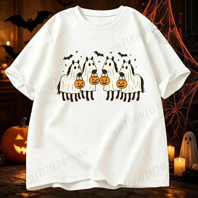 Women's Halloween Horse Graphic Funny T-Shirt