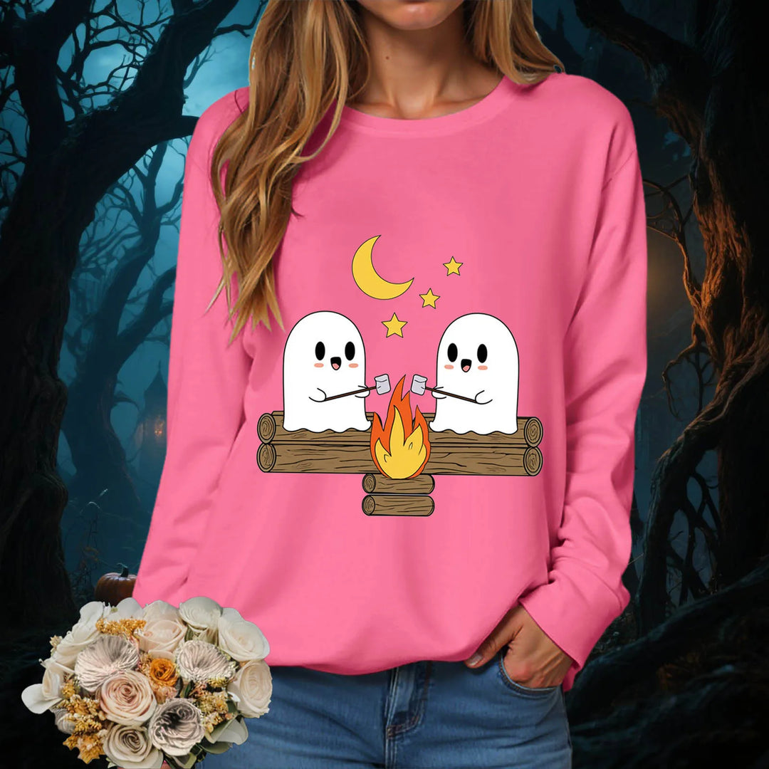 Women's Halloween Print Funnel Neck Sweatshirt