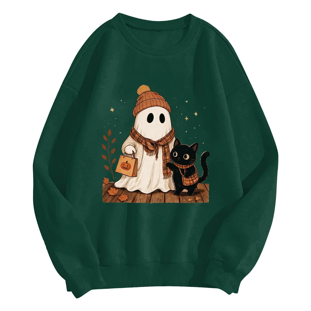 Women's Halloween Colorblock Sleeve Crewneck Sweatshirt