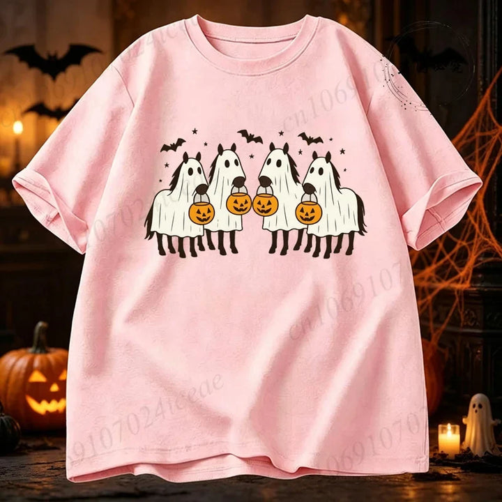 Women's Halloween Horse Graphic Funny T-Shirt