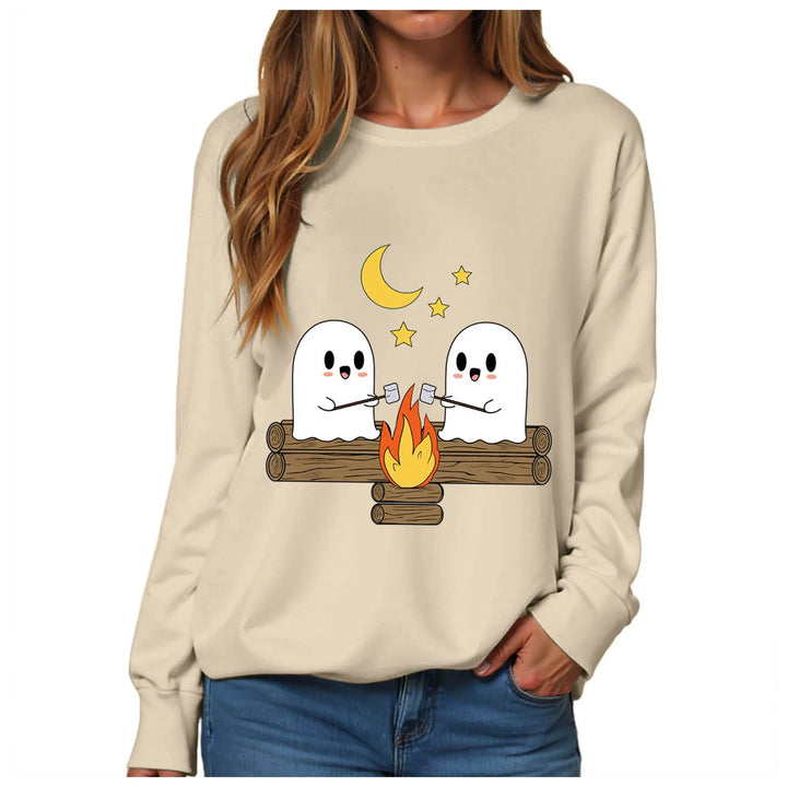 Women's Halloween Print Funnel Neck Sweatshirt