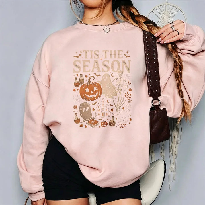 "It's The Season" Spooky Skeleton Pumpkin Halloween Sweatshirt