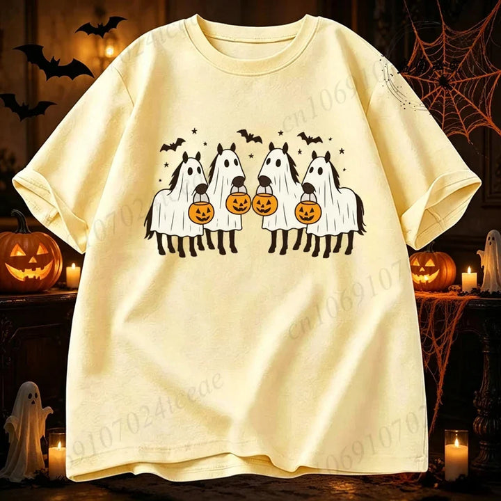 Women's Halloween Horse Graphic Funny T-Shirt