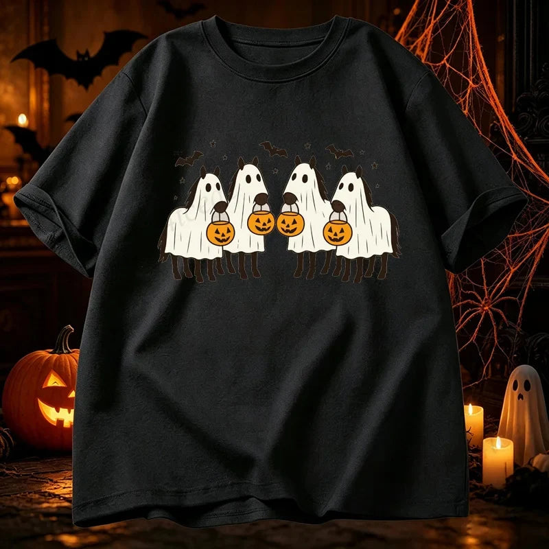 Women's Halloween Horse Graphic Funny T-Shirt