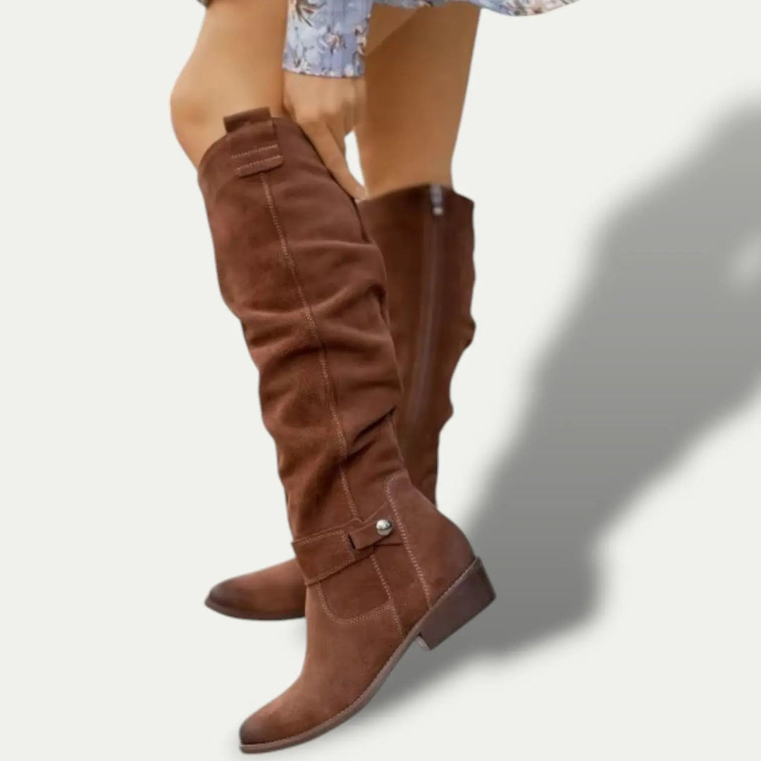 Stylish Low-Heel High Boots for Women