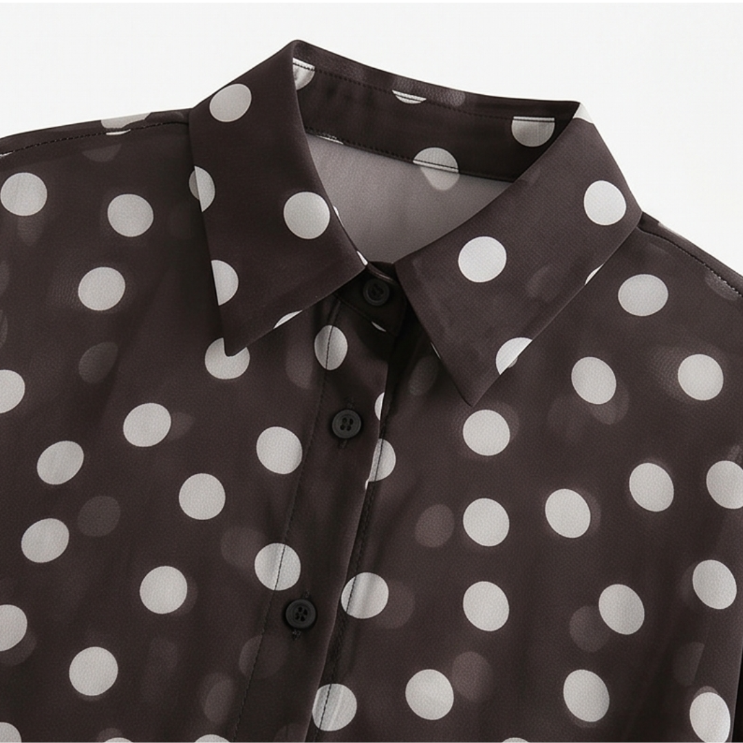 Maisova | Women's Satin Polka Dot Blouse | Button-Down