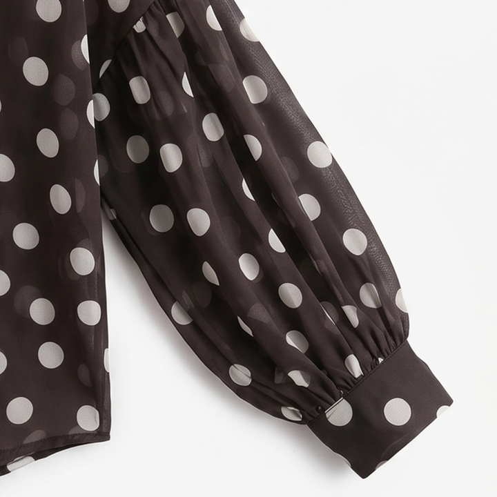 Maisova | Women's Satin Polka Dot Blouse | Button-Down