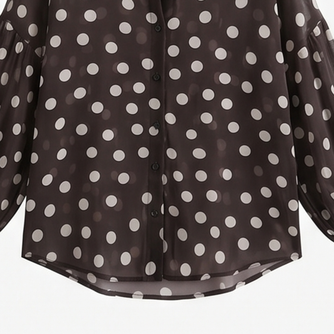 Maisova | Women's Satin Polka Dot Blouse | Button-Down