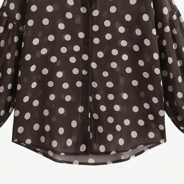 Maisova | Women's Satin Polka Dot Blouse | Button-Down
