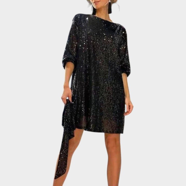 Odette | Women's Sequin Cocktail Dress | Waist Tie Mini
