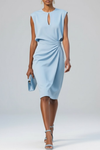 Isolde | Women's Ruched Waist Keyhole Neck Midi Dress