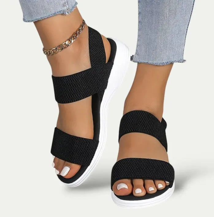 Women's Lightweight Sandals - Cushioned Sole, Comfortable Straps
