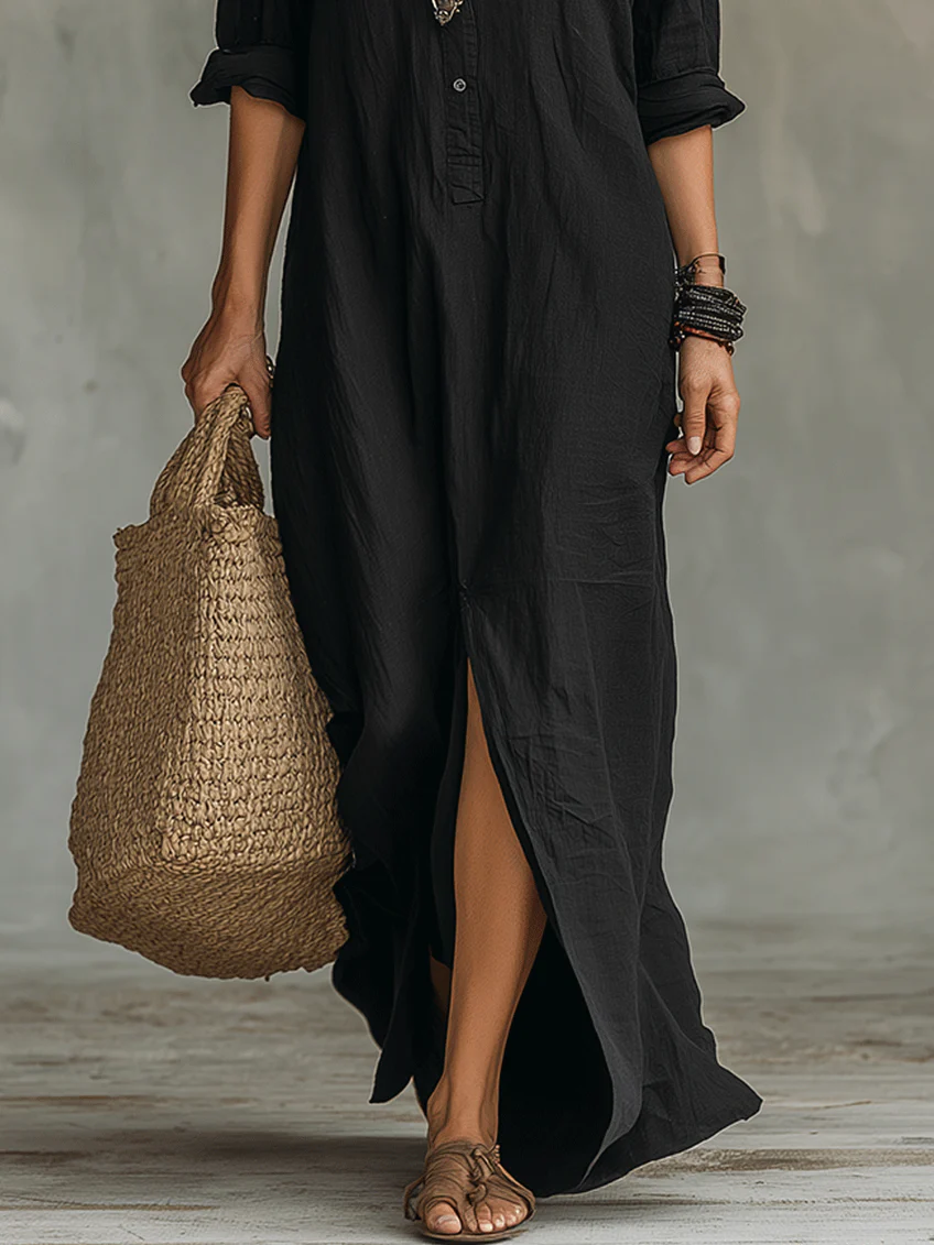 Alessia | Soft Maxi Dress with Buttons
