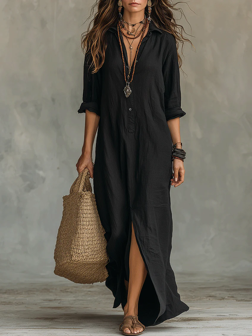 Alessia | Soft Maxi Dress with Buttons