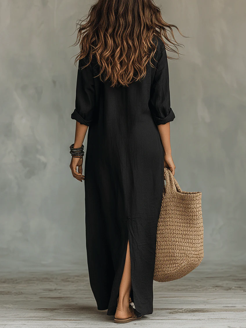 Alessia | Soft Maxi Dress with Buttons
