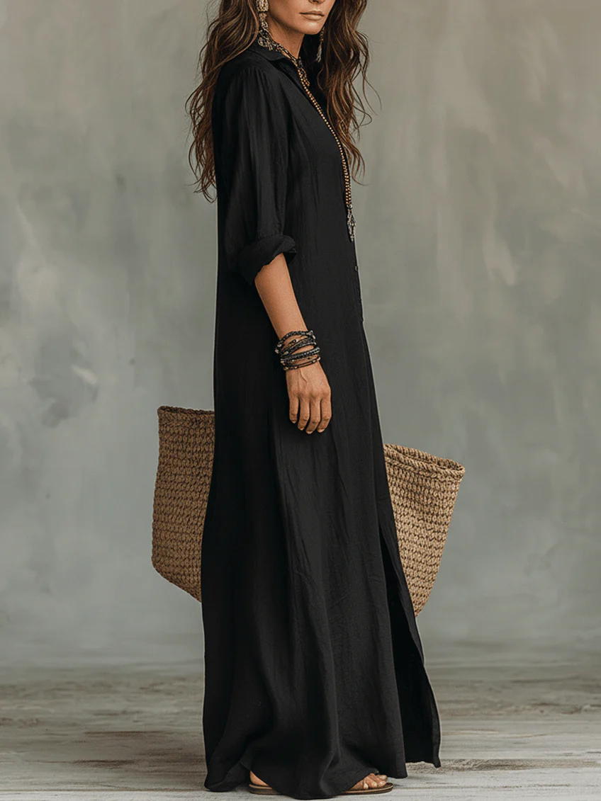 Alessia | Soft Maxi Dress with Buttons