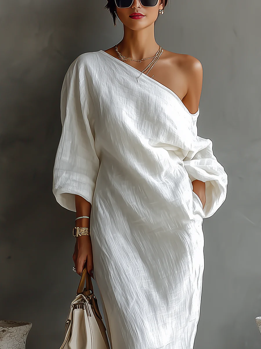 Nelle | Women's One-Shoulder Evening Dress | Long Sleeve Maxi