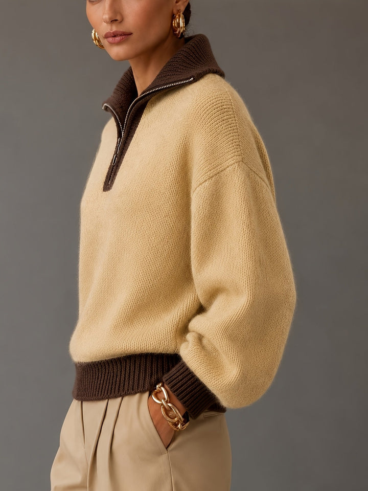 Freya | Women's Quarter-Zip Sweater | Balloon Sleeve
