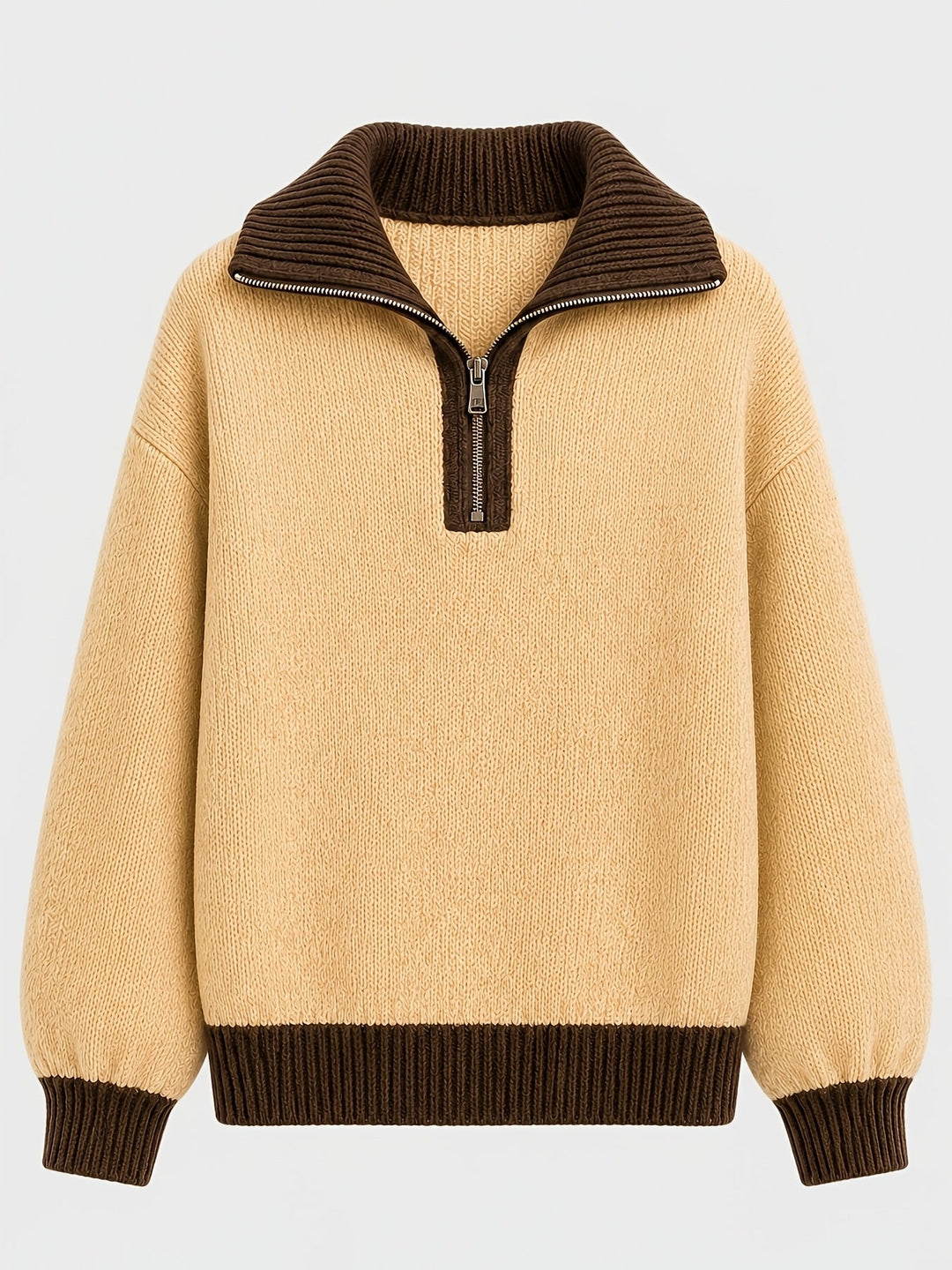 Freya | Women's Quarter-Zip Sweater | Balloon Sleeve
