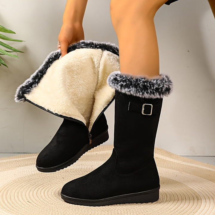 Katherine | Women's Fur-Trimmed Tall Winter Boots | Buckle