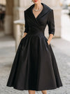 Hanne | Women's Wrap Collar Elegant Midi Evening Dress