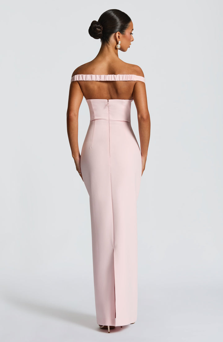 Charlotte | Women's Elegant Crepe Bardot Maxi Dress