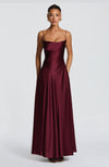 Livia | Women's Satin Cowl Neck Maxi Dress