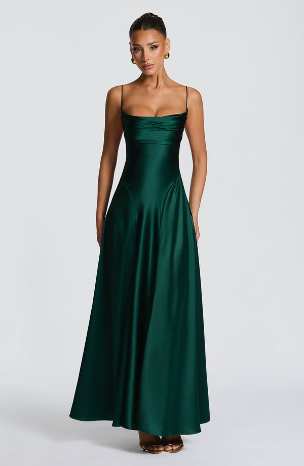 Livia | Women's Satin Cowl Neck Maxi Dress