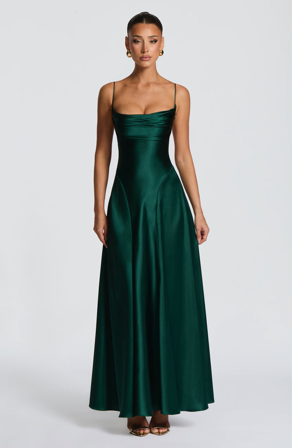 Livia | Women's Satin Cowl Neck Maxi Dress