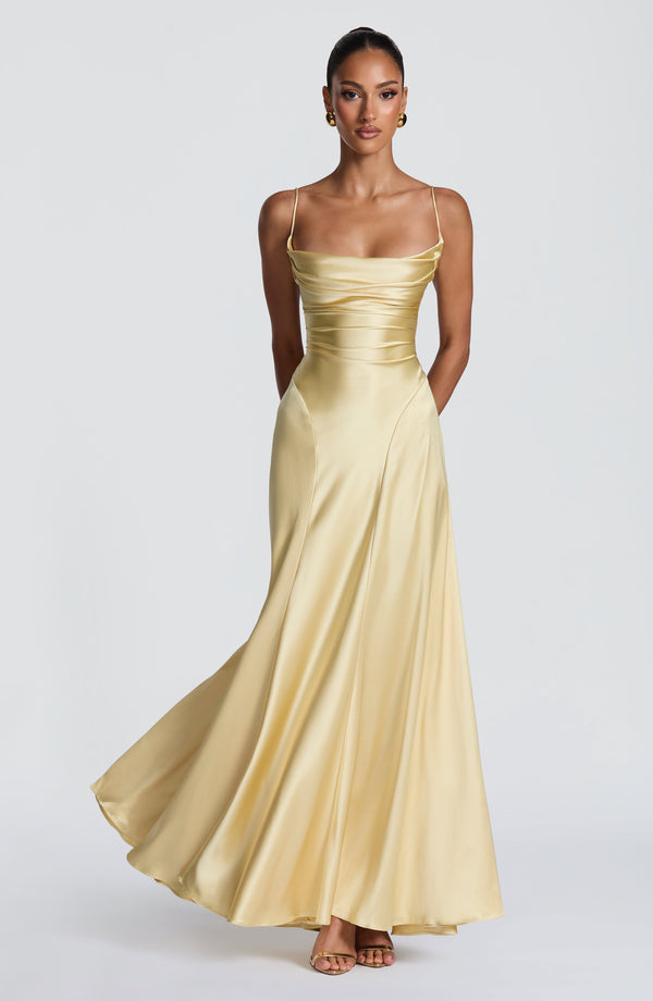 Livia | Women's Satin Cowl Neck Maxi Dress